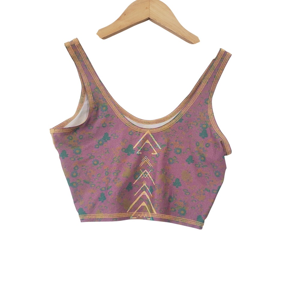 Teeki Lover Tank M/L Plum Meadow Floral Yoga Crop Top NWT Boho Festival Casual